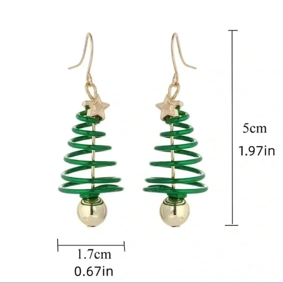 Spiral Christmas Tree Earrings - Picture 4 of 7